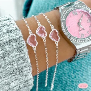KJ8018- Pulseira zircônia Maxi coração 18cm